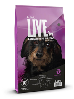 ProBiotic LIVE Senior / Overvægt MINI Breed. Hundefoder til senior. 7,5 kg.